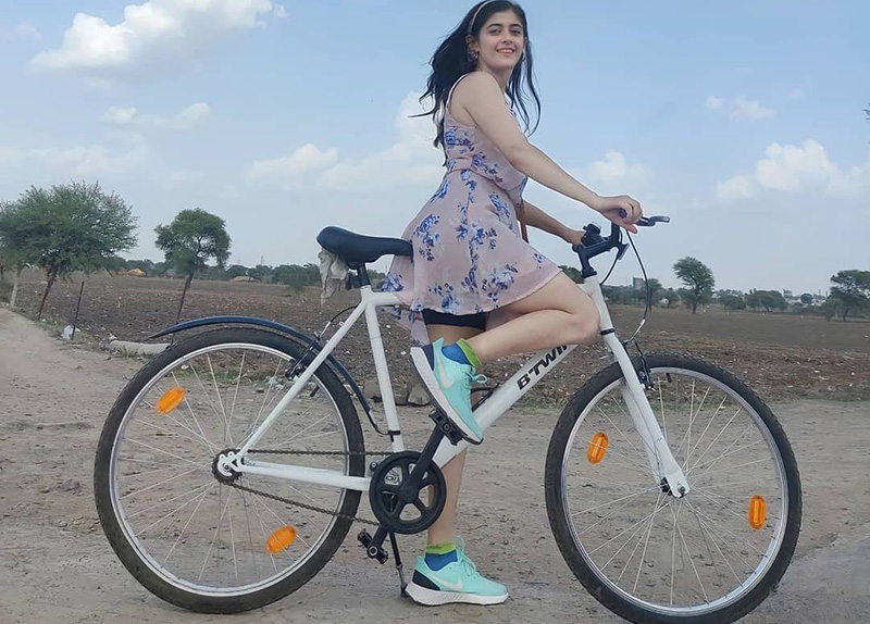 urvi singh riding a bicycle